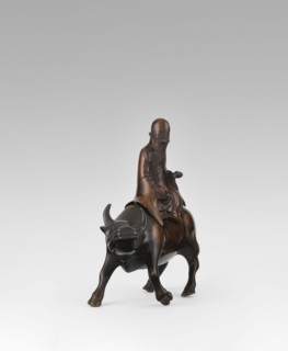 Shoulao on a buffalo — incense burner; creator, Chinese; men; buffaloes; Taoism; incense burner;