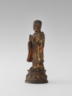 Monk, Chinese, Luohan/arhat figure, Buddhist art; monk/monastic subject on lotus throne; Qing
