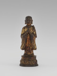 Monk, Chinese, Luohan arhat figure, monk, sage; Buddhist art; lotus throne iconography; Qing