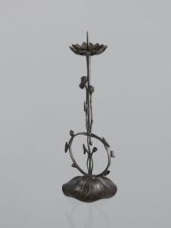 Candlestick shokudai, Takimoto, Iwami; Japanese art; Japanese culture; lotuses, leaves;