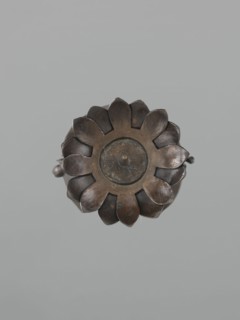Candlestick shokudai, maker Takimoto, Iwami; Japanese; decoration: lotuses and leaves; Meiji period