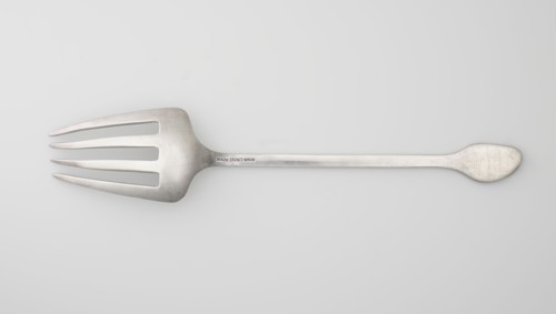 Serving fork; maker, Chinese; cutlery; coins and bats iconography; kitchens; Qing dynasty