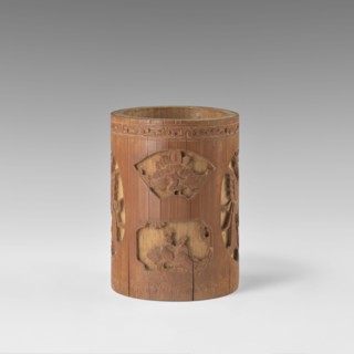 Brush vessel, Chinese, Qing dynasty 1644–1911, early 20th century. Ceramic container with