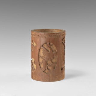 Brush vessel, Chinese, Qing dynasty 1644–1911, early 20th century. Porcelain container with