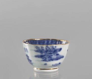 Bowl, ceramics, blue-and-white porcelain, landscape motifs, Qing style, 19th century Qing dynasty,