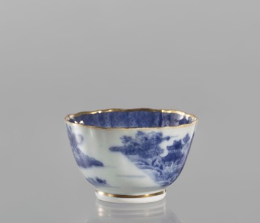 Bowl, ceramics, blue-and-white porcelain, landscape motifs, Qing dynasty style, 19th century Qing