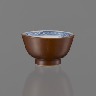 Alcohol bowl, Chinese, Qing 1644–1911, 19th century, blue-and-white porcelain vessel with landscape