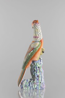 Pheasant figurine, Chinese, Qing dynasty 1644–1911, 19th century. Colored porcelain sculpture of a