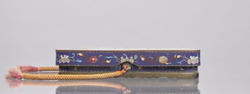 Letter box fubako with lid, Japanese, Meiji 1868–1912, cloisonné enamel, decorated with birds and