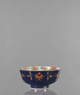 Bowl, colored porcelain, ceramics; decorated with flowers, lotuses, and fantastic animals fo