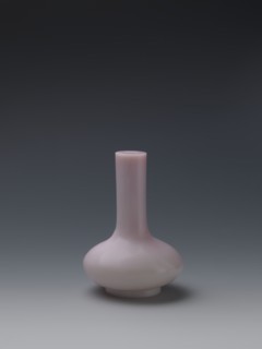 Vase, Chinese, Qing dynasty, Qianlong period 1736–1795. Flask of pale pink glass on a low ring foot