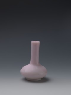 Vase, Chinese, Qing dynasty, Qianlong period 1736–1795. Flask of pale pink glass on a low ring foot