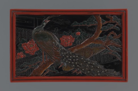 Box with a lid, Japanese art, Japanese culture, Meiji 1868–1912, boxes, lacquer, peacocks, pines,