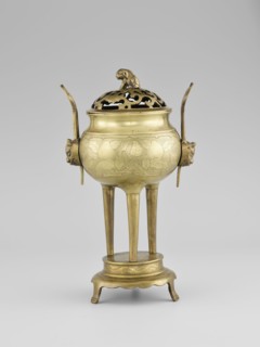 Censer with a cover, Censer with two long handles with mascarons. Decoration: two reserves — fruits