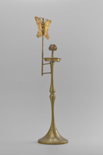 Candlestick, gift; decorated with butterflies and flowers; Korean; early 20th century; candlestick