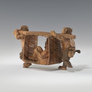 Okimono in the shape of Oni and Shôki, unknown sculptor, Japanese, Meiji 1868–1912, early 20th