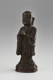 Monk, Papal, Chinese art; Chinese culture, Qing 1644–1911; figurine of a Buddhist monk/arhat Luohan