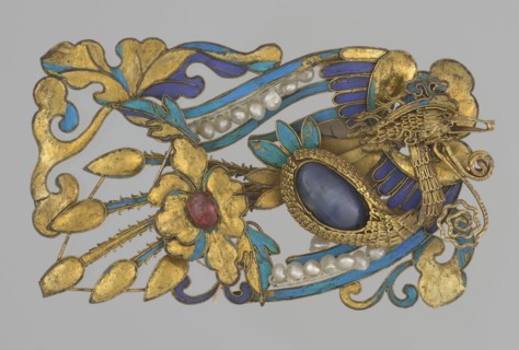 Fragment of a female head ornament, Chinese, Qing dynasty 1644–1911, 19th century. Materials: