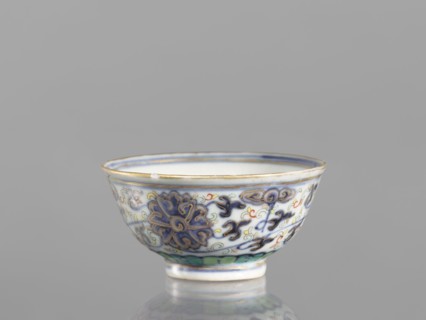 Bowl, 19th century, China; Qing dynasty 1644–1911; colored porcelain vessel with plant and floral
