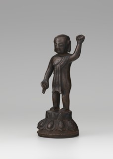 Young Buddha, unknown sculptor, repossession Krakow, Buddha iconography, figurine on lotus throne,
