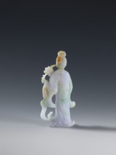 Taoist goddess?, Chinese, Qing 1644–1911, 2nd half of the 18th century. Green-pink slightly