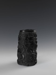 Vase, Chinese, Qing dynasty 1644–1911, 19th century. Vessel with bas-relief decoration depicting