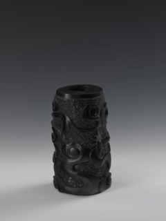 Vase, Chinese, Qing dynasty 1644–1911, 19th century. Bas-relief decoration with dragons iconography
