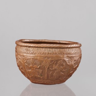 Bowl, Vishnu depicted; figures of the god Vishnu placed in arcade poses. Decorated with avatars,