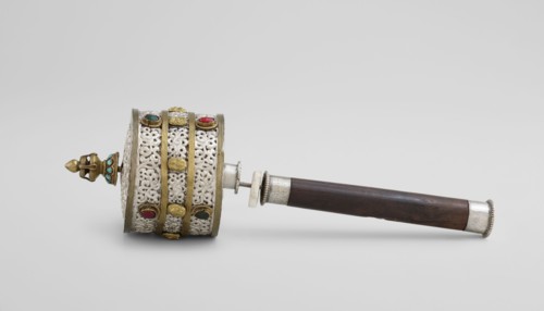Prayer wheel, repossession, Tibetan Buddhist art, Tibetan culture, Buddhist ritual scrolls, 19th