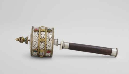 Prayer wheel, Tibetan Buddhist ritual scroll/cult object, 19th century, Tibet; height 28 cm., An