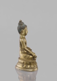Buddha sitting on a lotus throne, figurine, Chinese culture, Chinese art, Buddha iconography,