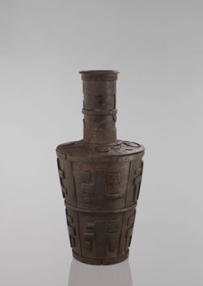 Jug, vessel tapering towards the bottom, Tibetan, 18th–19th century, ceramic vessel, height 46.3
