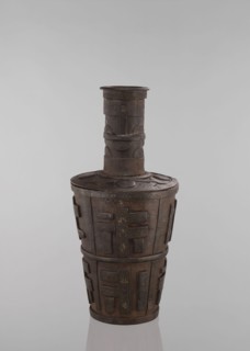 Jug, vessels, Tibetan, vases, meander ornament, symbols, Buddhist art. Vessel tapering towards the