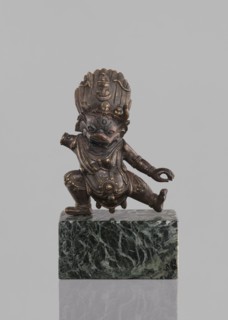 Lamaist deity with a bull's head — Yama; maker, Tibetan Buddhist sculpture/figurine; 19th century,