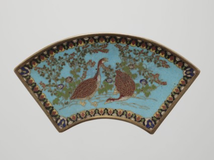 Tray, gift; Japanese; Meiji period 1868–1912; cloisonné enamel; decorated with grass, flowers, and