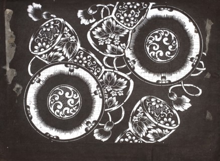Dyeing stencil katagami with tsuzumi drum motif, Meiji period late 19th century, 1868–1912,
