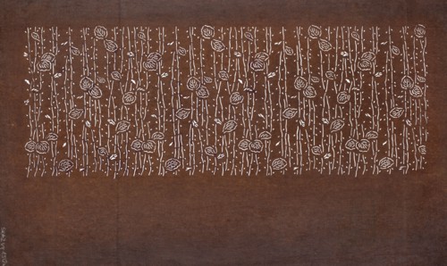 Katagami dyeing stencil with a leaf motif on branches eda ni ha moyô, Japanese, Edo 1603–1868–Meiji