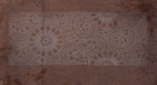Dyeing stencil katagami with a plant tendril and chrysanthemum motif karakusa ni kiku, ise-katagami