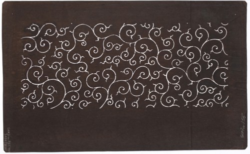 Dyeing stencil katagami with a plant twig motif karakusa, Taisho 1912–1926, ise-katagami stencil in