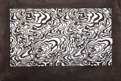 Katagami dyeing stencil with marbled motif suminagashi, katagami stencil, chuban format, marbled