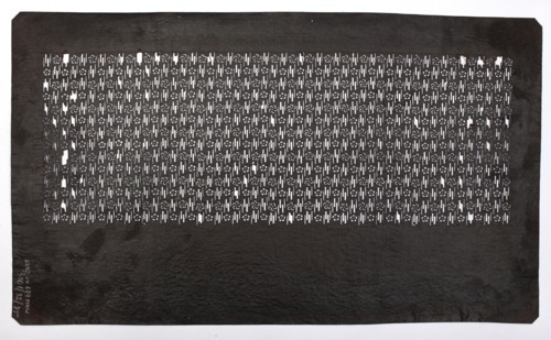 Katagami dyeing stencil with plum blossom and stylized mist motif ume no hana ni kasumi moyô,