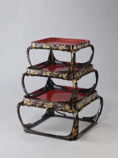 Set of three trays on legs kakeban. Japanese, Edo period early 19th century. Low tables,
