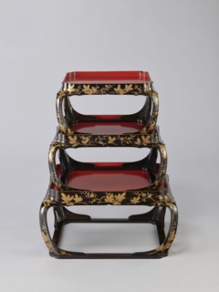 Set of three trays on legs kakeban, Japanese, Edo period early 19th century. Low tables,