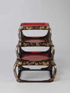 Set of three trays on legs kakeban. Japanese, Edo period early 19th century. Low tables,