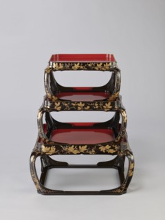 Set of three trays on legs kakeban, Japanese, Edo period early 19th century. Low tables,