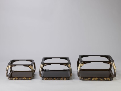 Set of three trays on legs kakeban. Japanese, Edo period, early 19th century. Low tables,