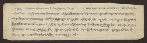 Buddhist manuscript page, unknown scribe-copyist, Tibetan Buddhist manuscript in ume dbu med and