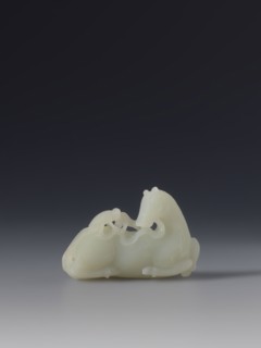 Paperweight - horse and monkey; maker, subject: horse and monkeys; materials/implements: painting