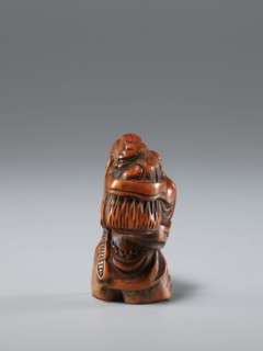 Netsuke in the shape of Shôki and an oni, Japanese, Edo period 1603–1868, 1st half of the 19th