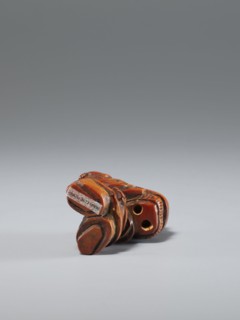 Netsuke in the shape of Shôki and an oni, Japanese, Edo period 1st half of the 19th century,